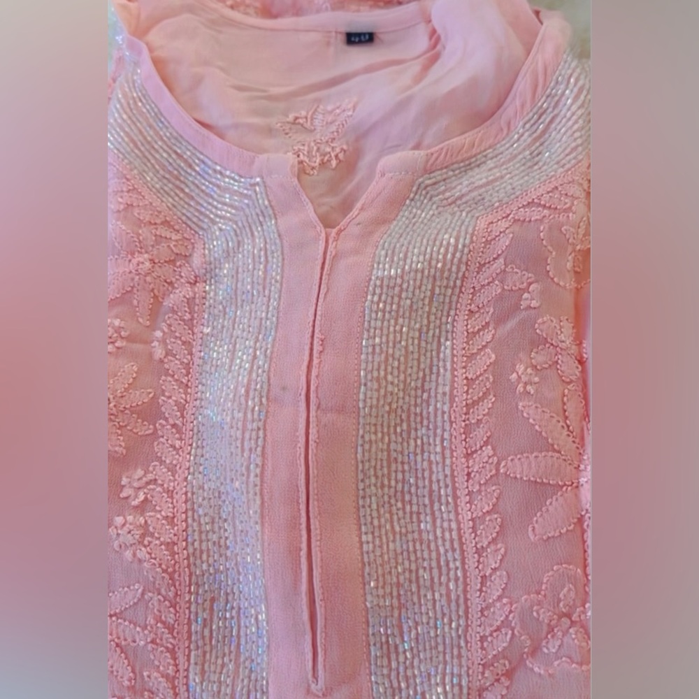 Indian wear kurta, color-pink with hue of peach. Size-S,M,L